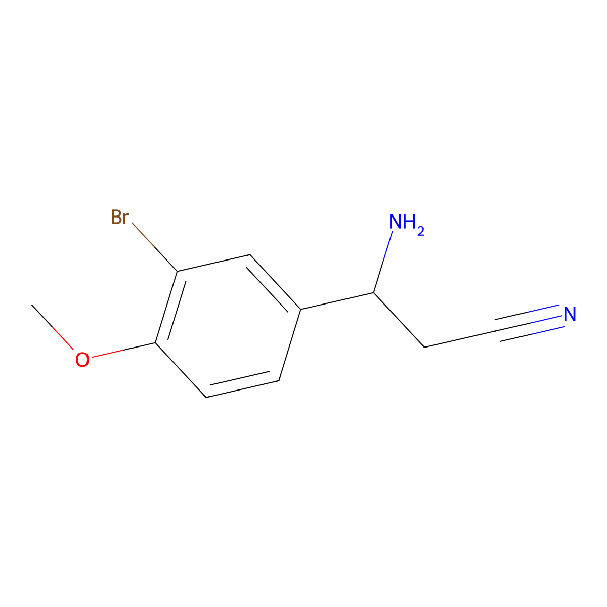 (3S)-3-Amino-3-(3-bromo-4-methoxyphenyl)propanenitrile molecular structure, CAS 1212829-23-6