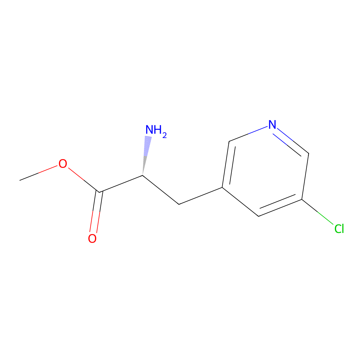 Methyl (R)-2-amino-3-(5-chloropyridin-3-yl)propanoate molecular structure, CAS 1212831-01-0