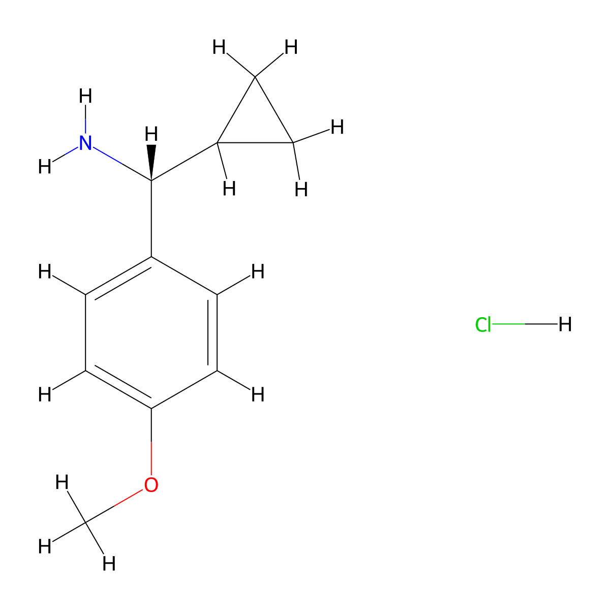 (R)-Cyclopropyl(4-methoxyphenyl)methanamine hydrochloride molecular structure, CAS 1212831-96-3