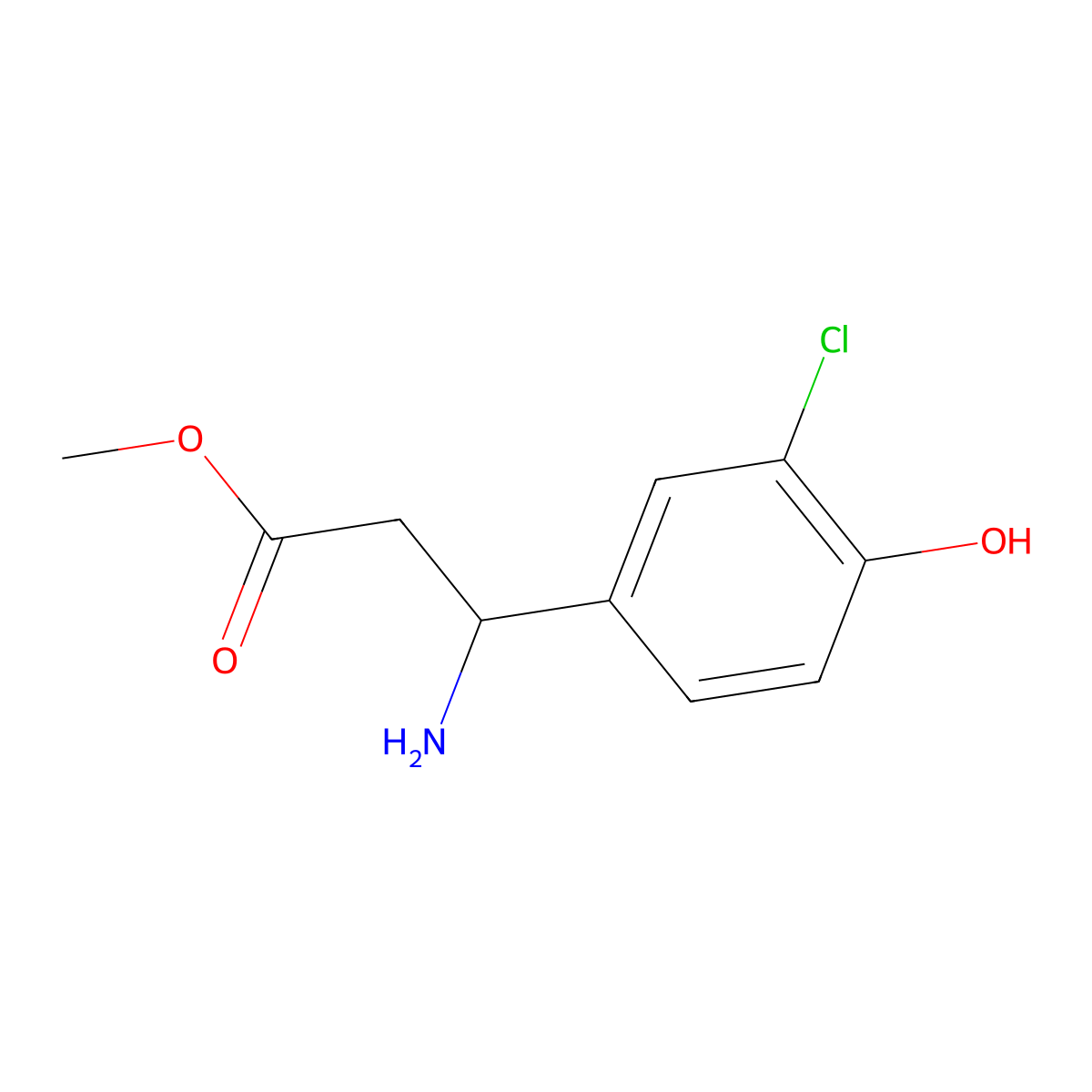 Methyl (R)-3-amino-3-(3-chloro-4-hydroxyphenyl)propanoate molecular structure, CAS 1212832-12-6