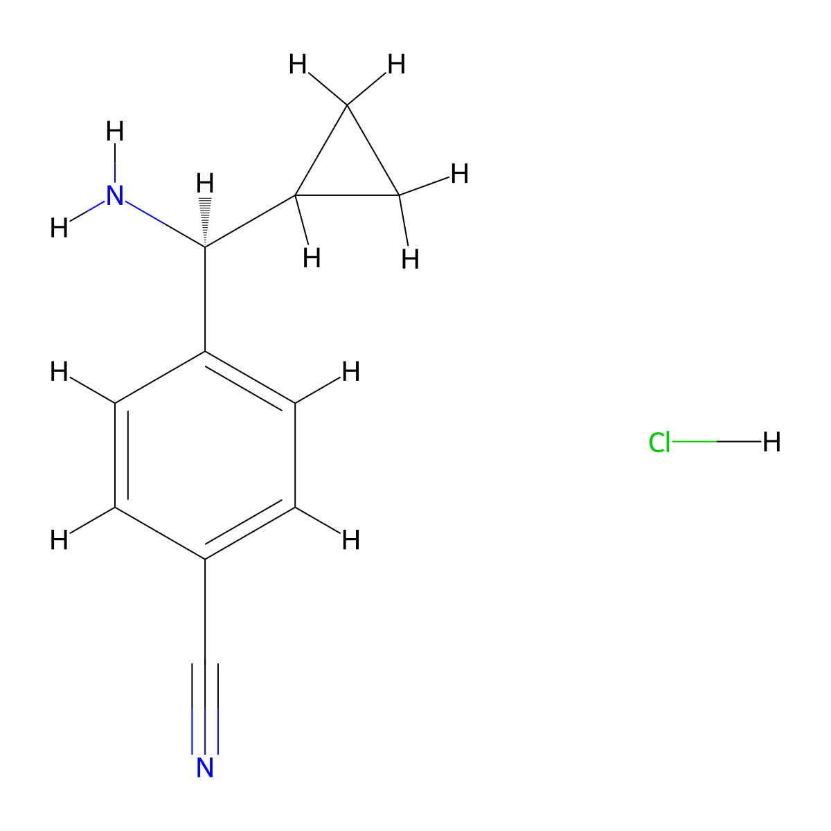 (S)-4-(Amino(cyclopropyl)methyl)benzonitrile hydrochloride molecular structure, CAS 1212833-54-9