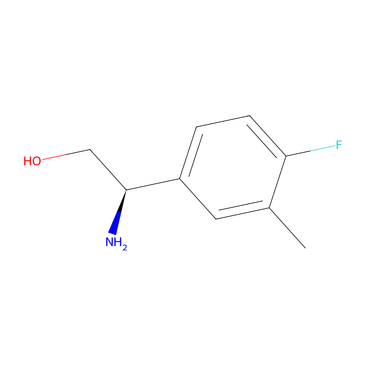 (2R)-2-Amino-2-(4-fluoro-3-methylphenyl)ethan-1-OL molecular structure, CAS 1212835-63-6