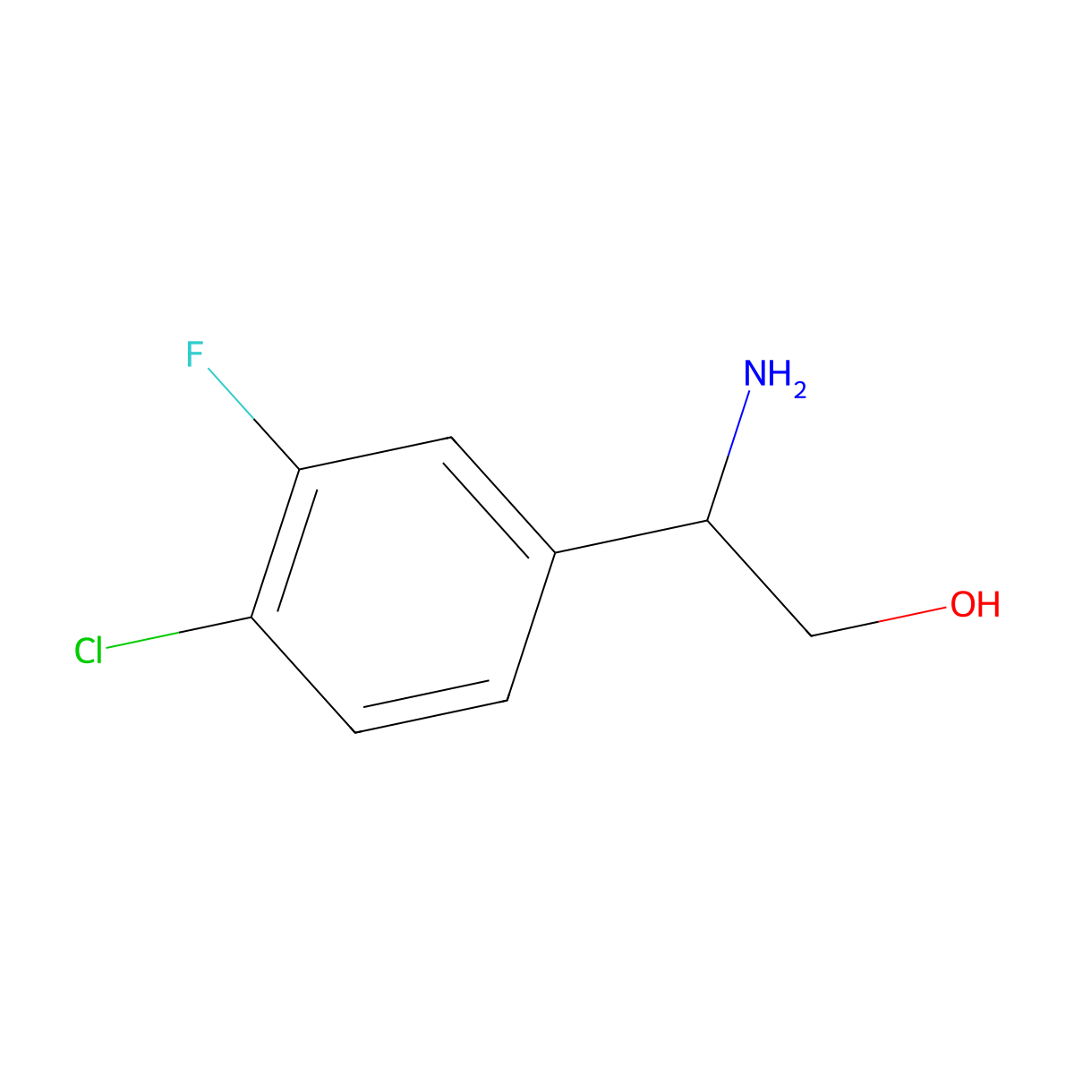 (R)-2-Amino-2-(4-chloro-3-fluorophenyl)ethanol molecular structure, CAS 1212836-38-8
