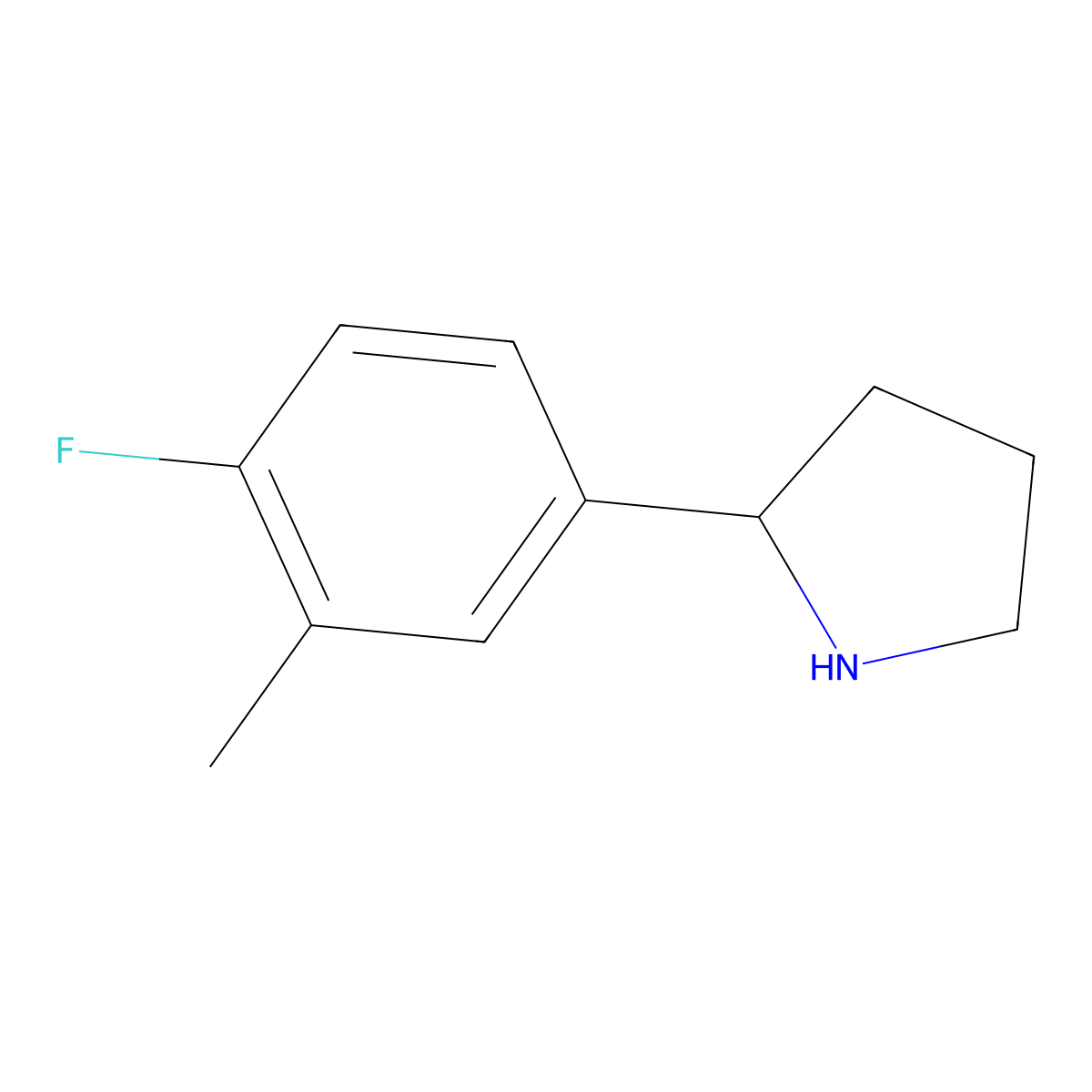 (S)-2-(4-Fluoro-3-methylphenyl)pyrrolidine molecular structure, CAS 1212836-60-6