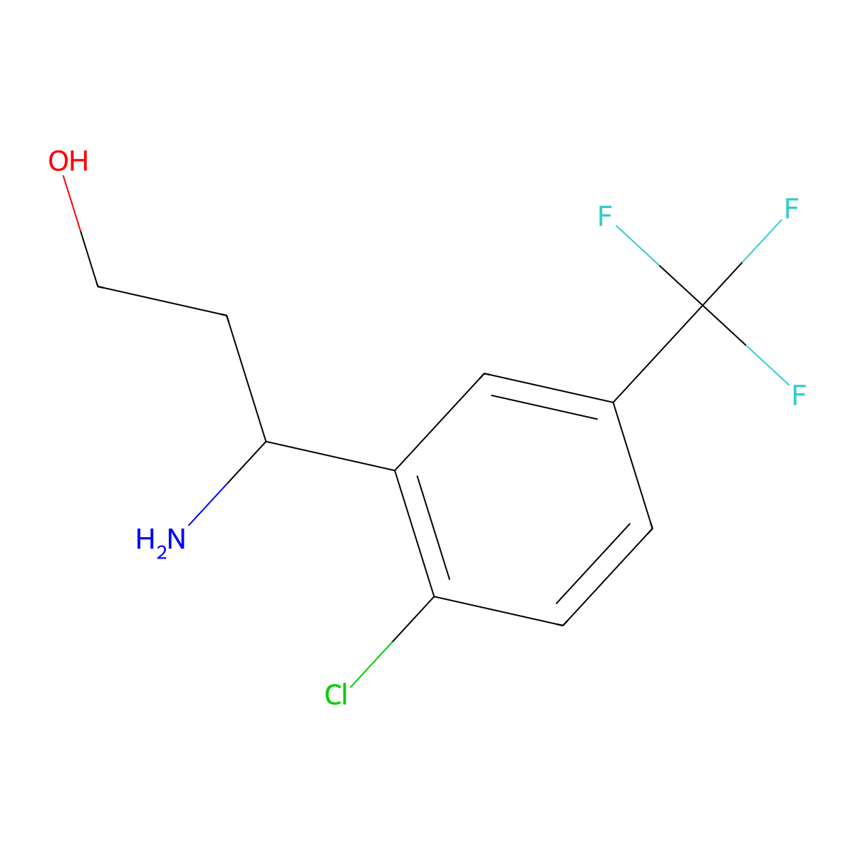 (3R)-3-amino-3-[2-chloro-5-(trifluoromethyl)phenyl]propan-1-ol molecular structure, CAS 1212837-37-0