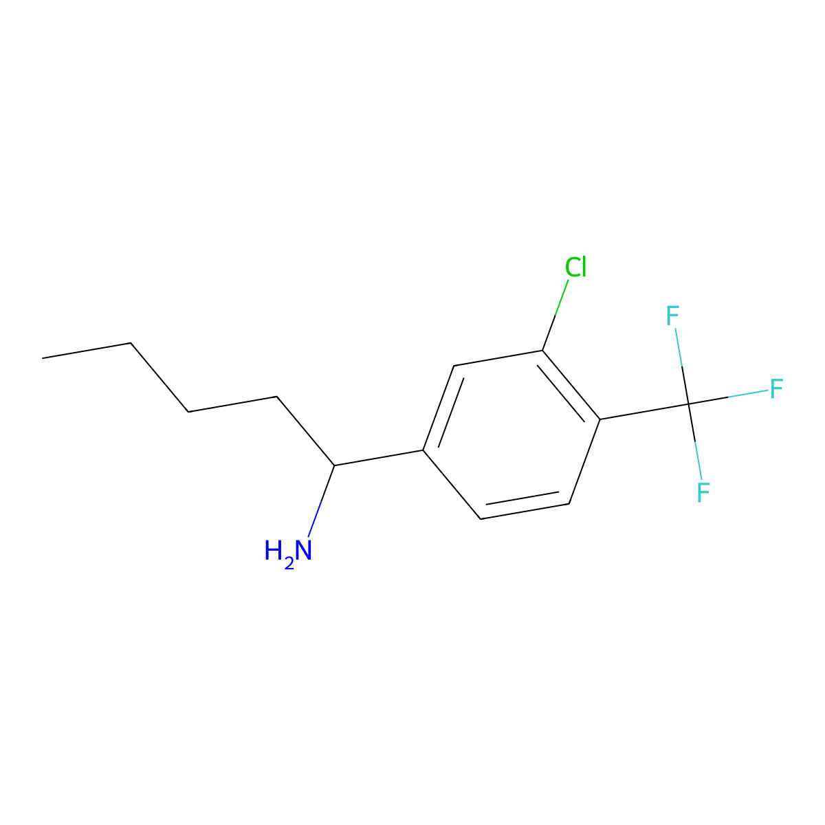 (R)-1-(3-Chloro-4-(trifluoromethyl)phenyl)pentan-1-amine molecular structure, CAS 1212841-51-4