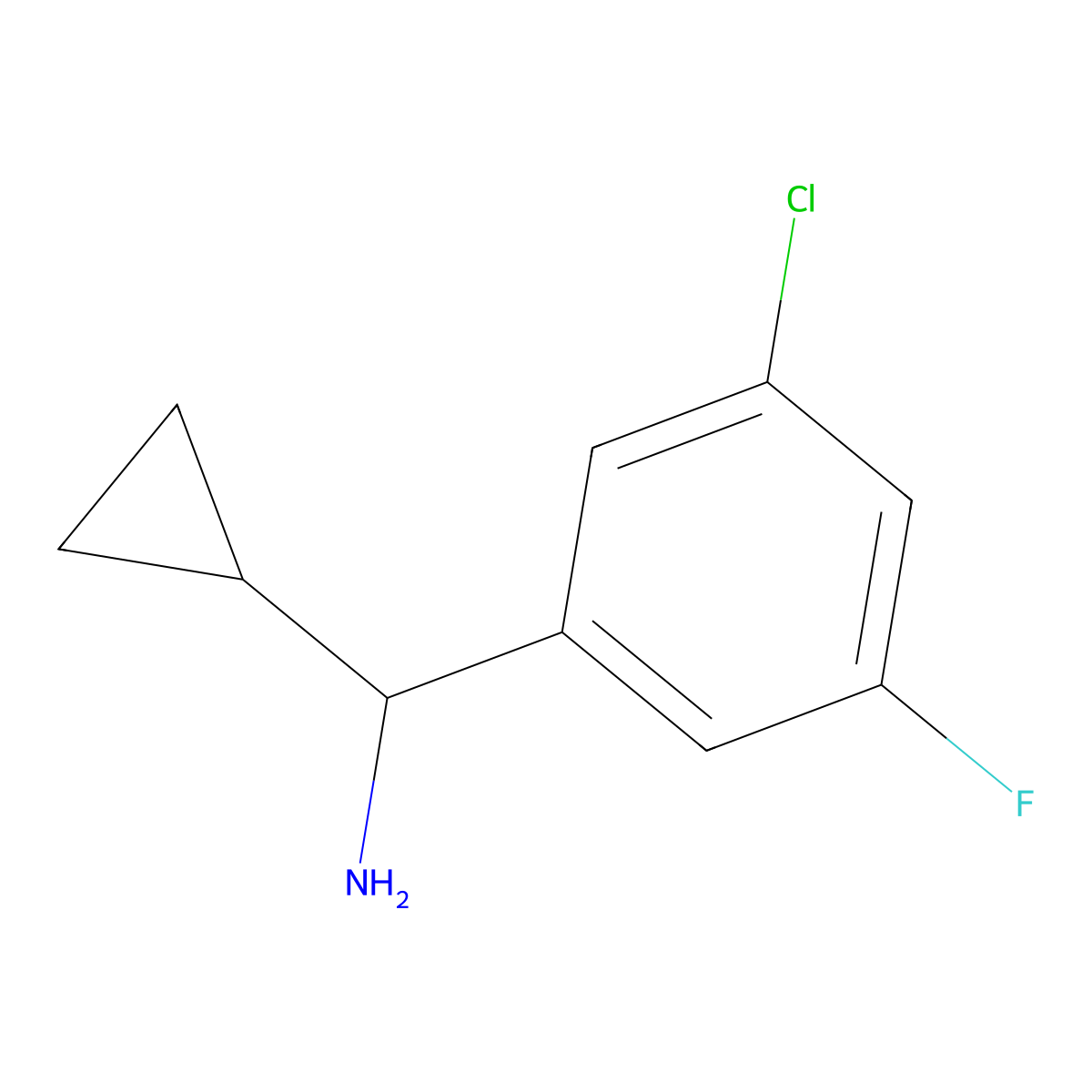 (S)-(3-Chloro-5-fluorophenyl)(cyclopropyl)methanamine molecular structure, CAS 1212842-17-5