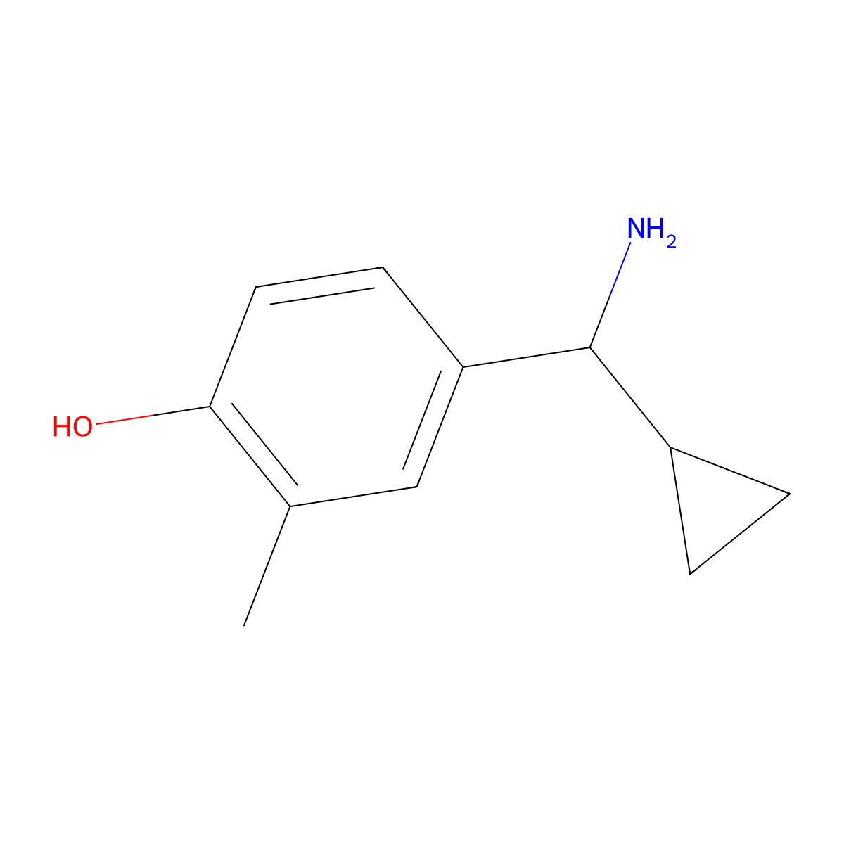 (S)-4-(Amino(cyclopropyl)methyl)-2-methylphenol molecular structure, CAS 1212842-52-8