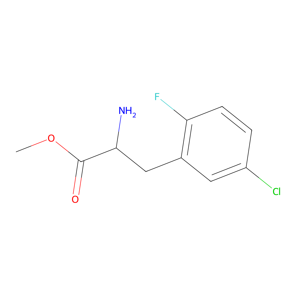 methyl (2R)-2-amino-3-(5-chloro-2-fluorophenyl)propanoate molecular structure, CAS 1212842-53-9
