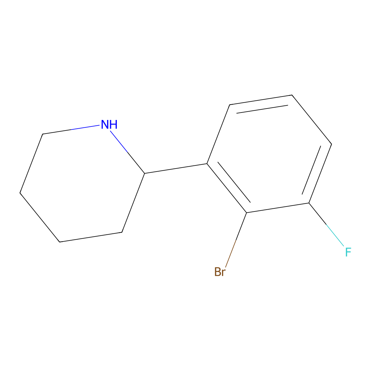 (R)-2-(2-Bromo-3-fluorophenyl)piperidine molecular structure, CAS 1212844-02-4