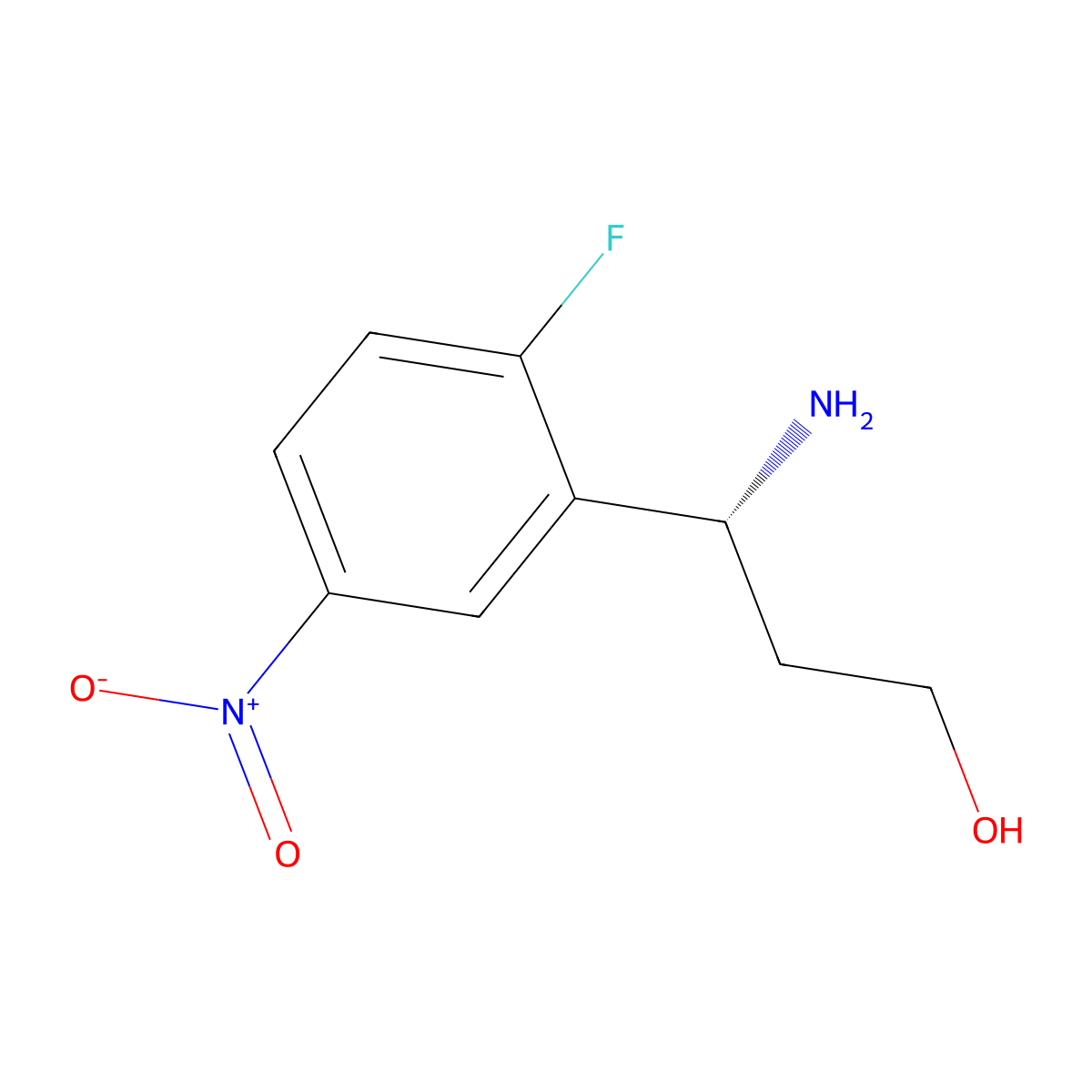 (3R)-3-amino-3-(2-fluoro-5-nitrophenyl)propan-1-ol molecular structure, CAS 1212845-40-3