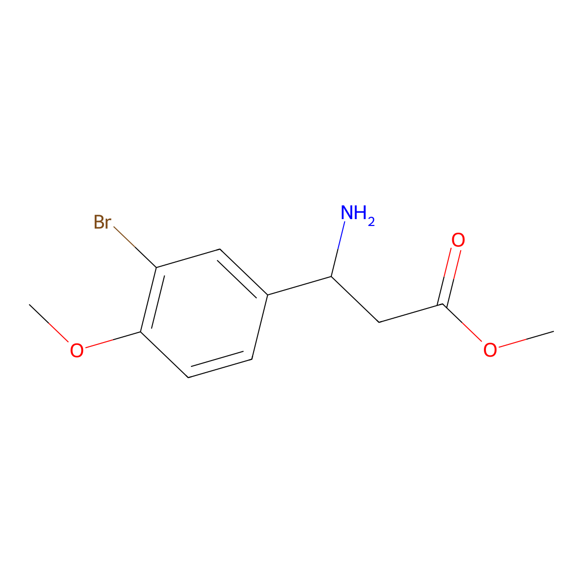 Methyl (R)-3-amino-3-(3-bromo-4-methoxyphenyl)propanoate molecular structure, CAS 1212845-75-4