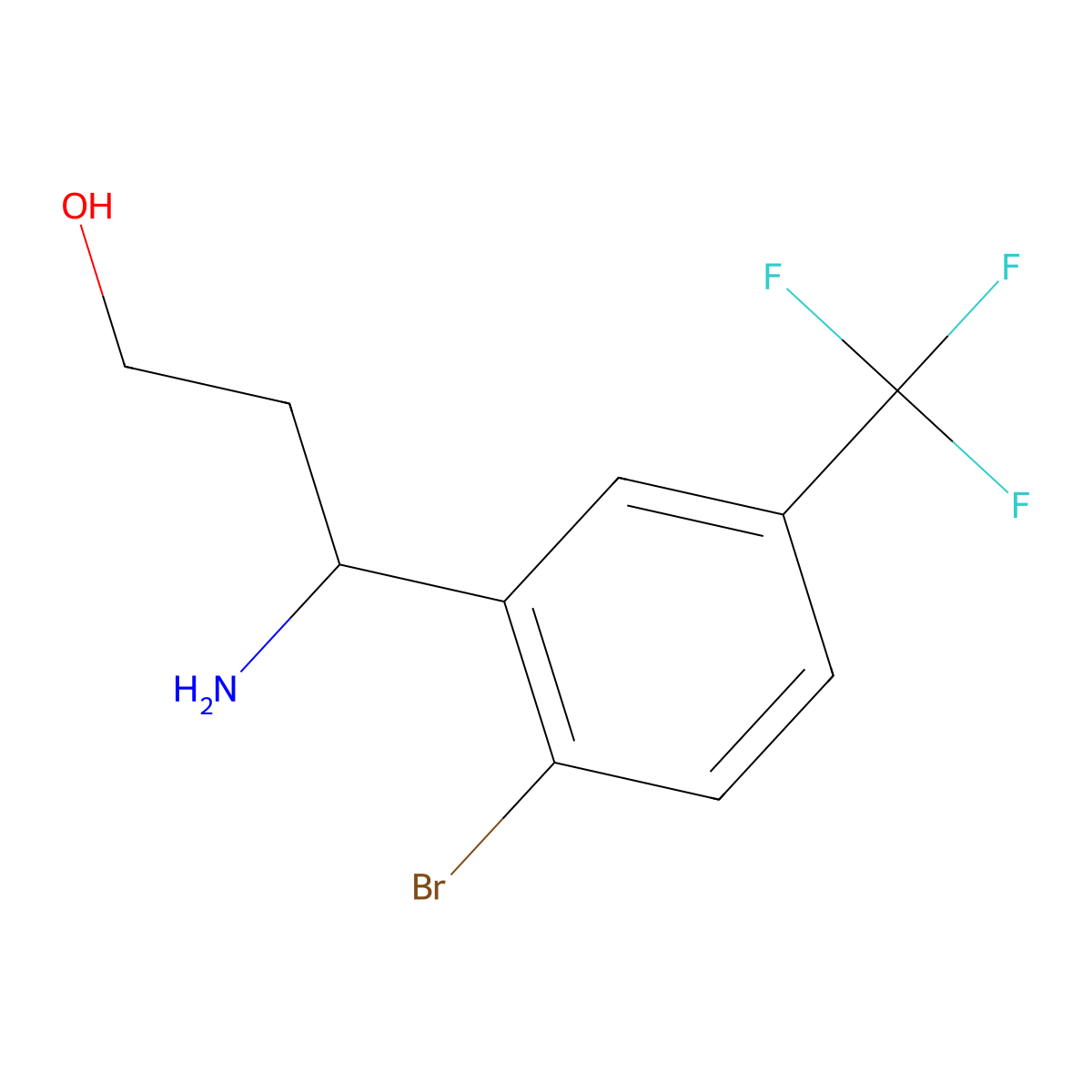 (3S)-3-amino-3-[2-bromo-5-(trifluoromethyl)phenyl]propan-1-ol molecular structure, CAS 1212847-27-2