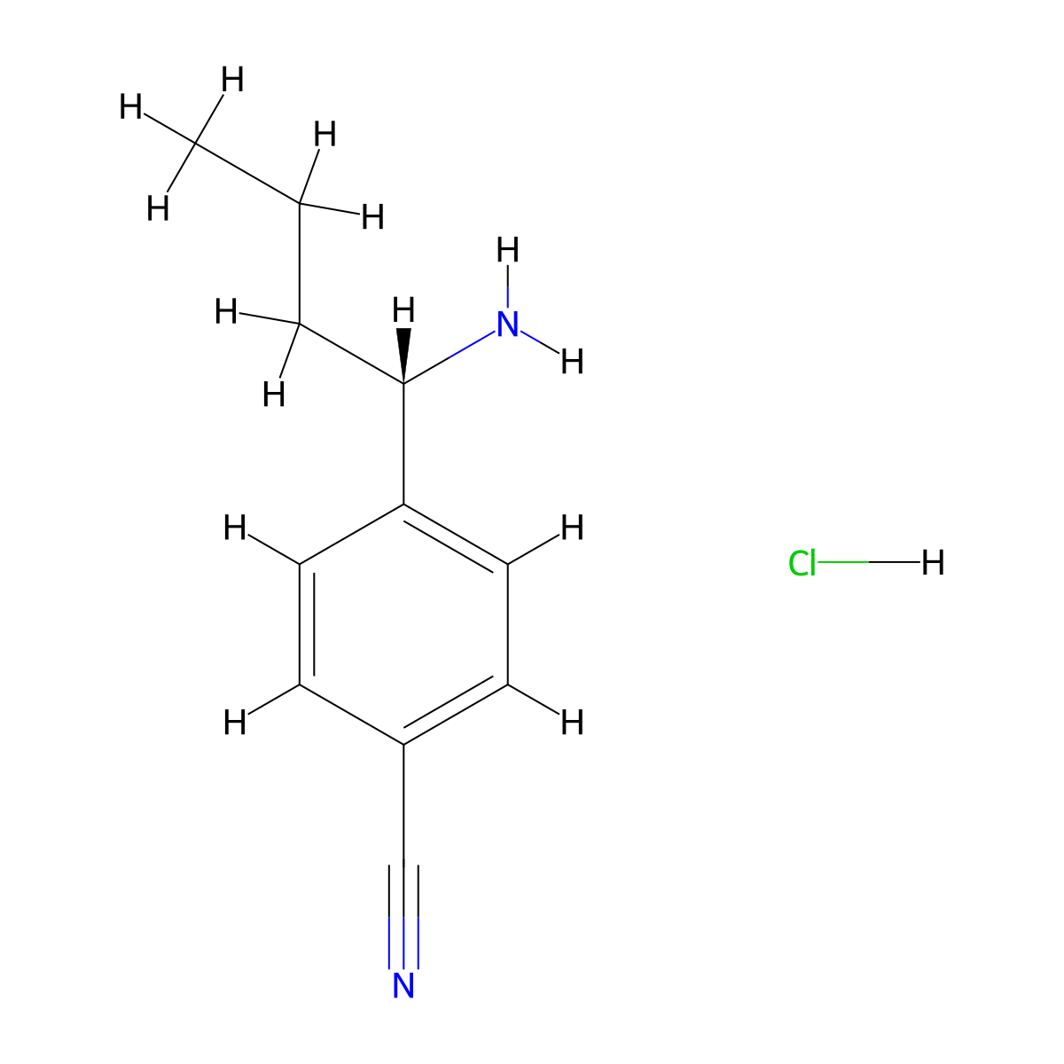 (S)-4-(1-Aminobutyl)benzonitrile hydrochloride molecular structure, CAS 1212849-38-1