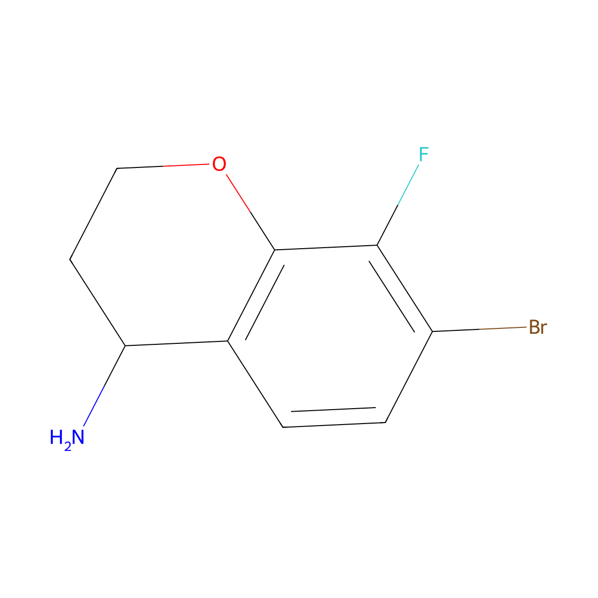 (R)-7-Bromo-8-fluorochroman-4-amine molecular structure, CAS 1212849-46-1