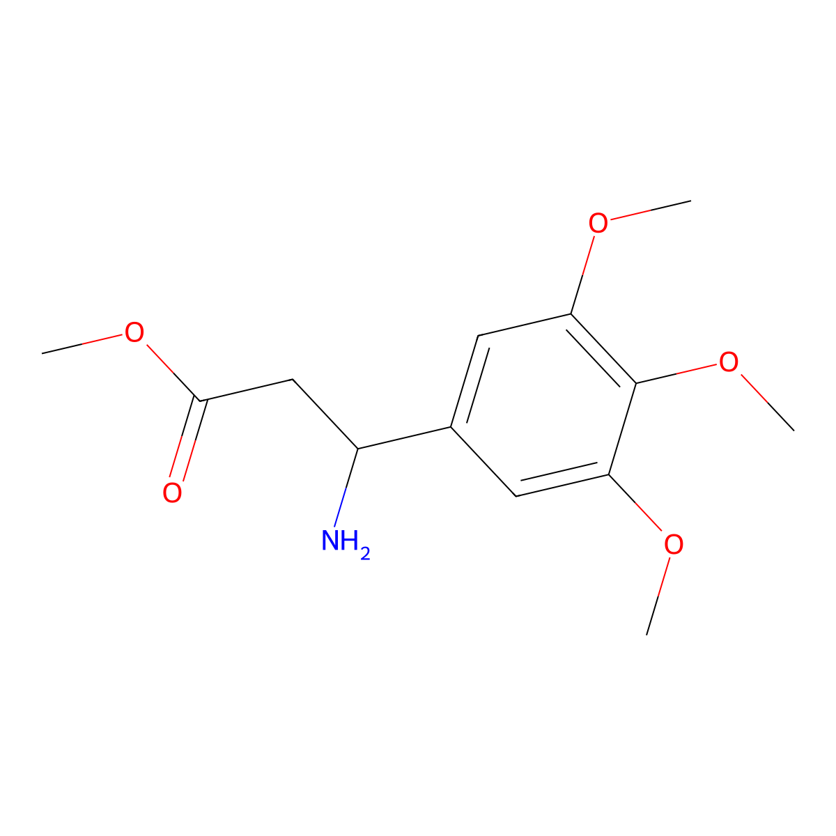 Methyl (R)-3-amino-3-(3,4,5-trimethoxyphenyl)propanoate molecular structure, CAS 1212851-74-5