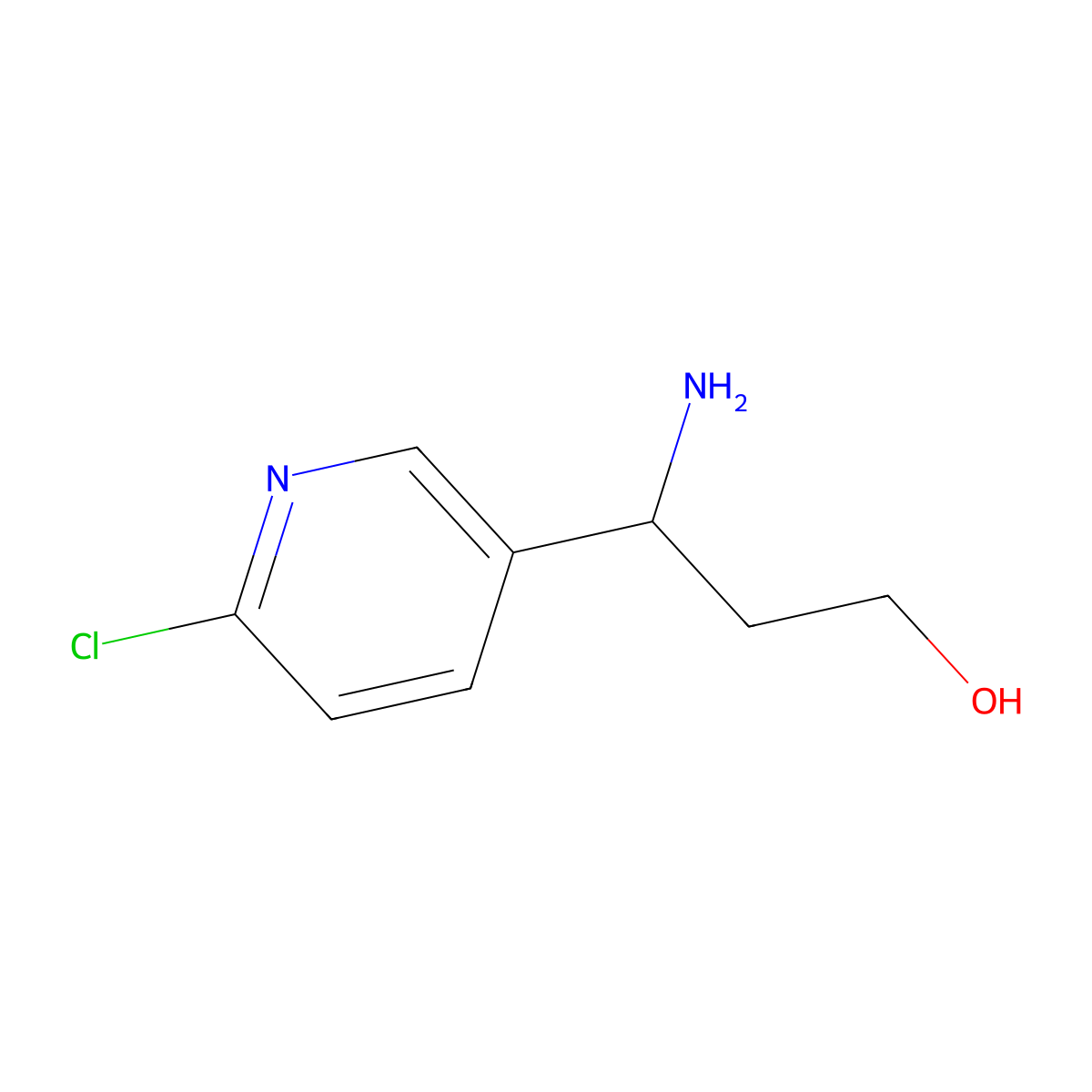 (3R)-3-amino-3-(6-chloropyridin-3-yl)propan-1-ol molecular structure, CAS 1212851-98-3