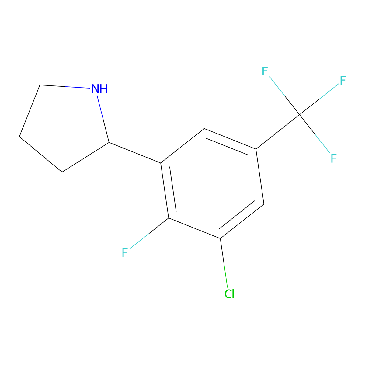 (R)-2-(3-Chloro-2-fluoro-5-(trifluoromethyl)phenyl)pyrrolidine molecular structure, CAS 1212854-32-4