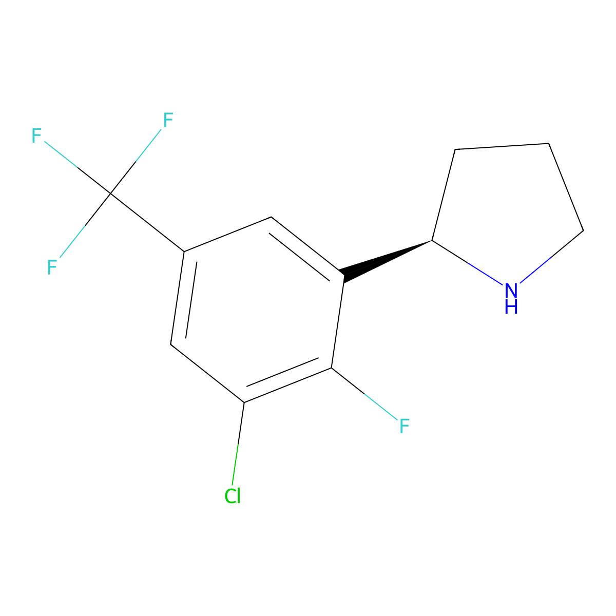 (R)-2-(3-Chloro-2-fluoro-5-(trifluoromethyl)phenyl)pyrrolidine molecular structure, CAS 1212854-32-4