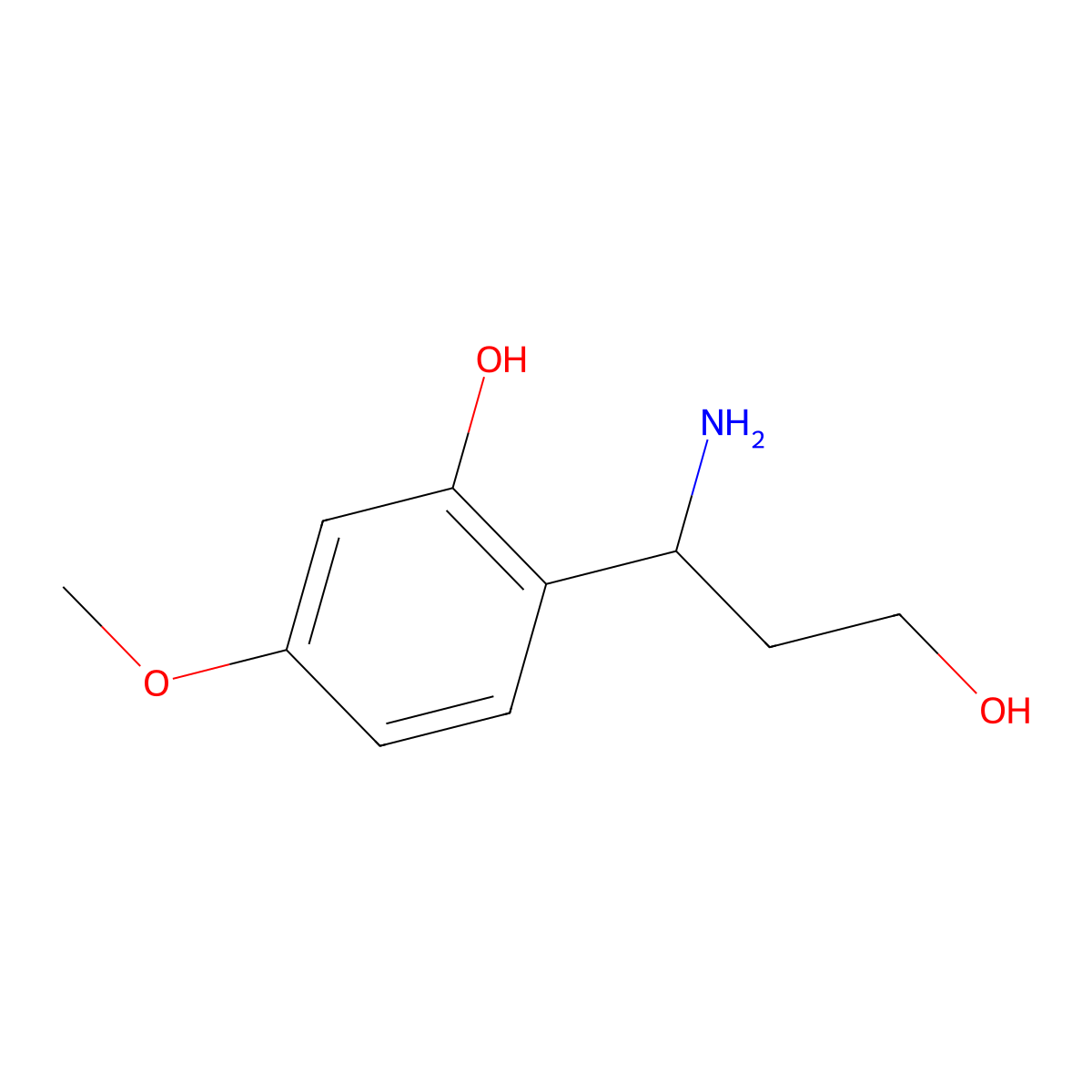 (S)-2-(1-Amino-3-hydroxypropyl)-5-methoxyphenol molecular structure, CAS 1212857-99-2