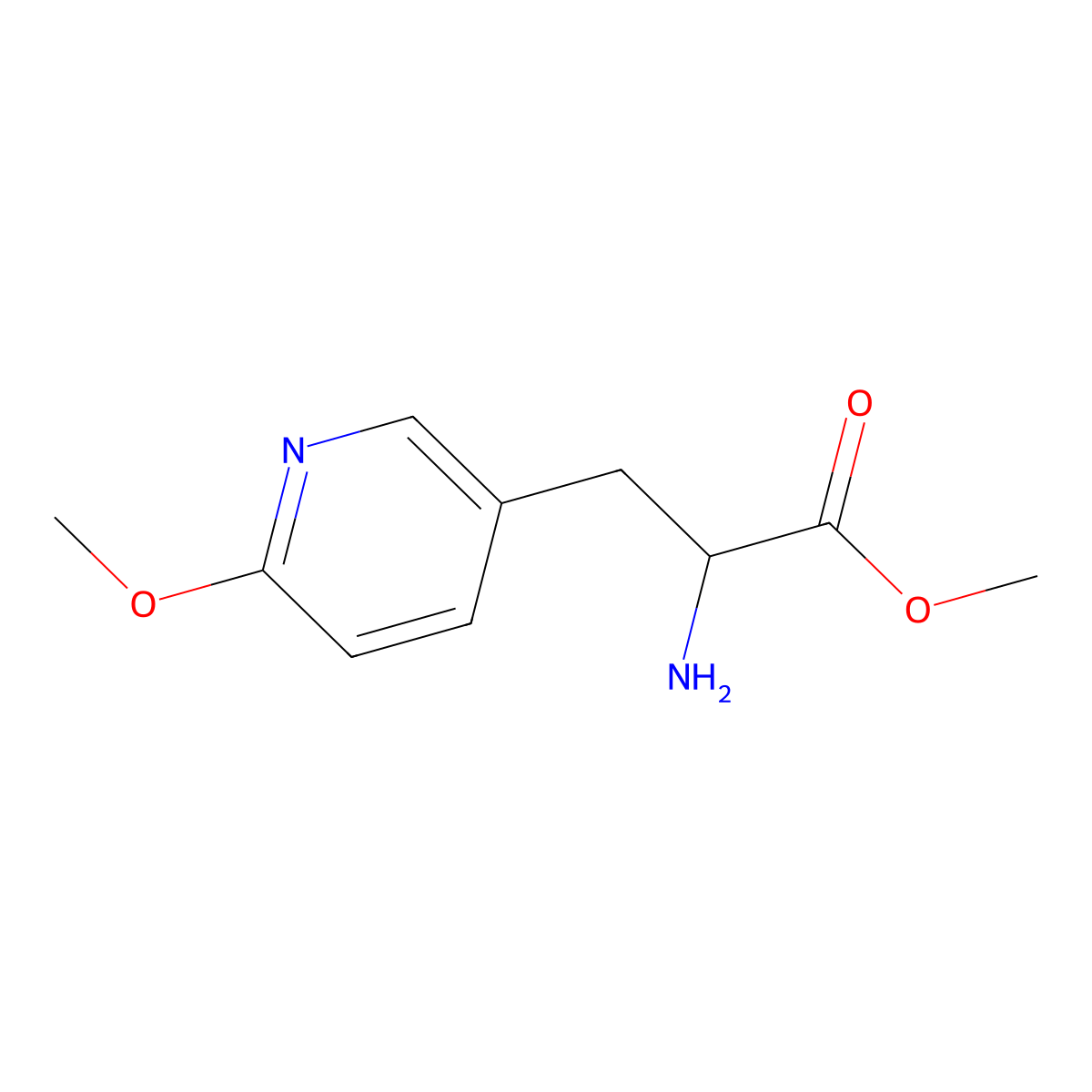 methyl (2S)-2-amino-3-(6-methoxypyridin-3-yl)propanoate molecular structure, CAS 1212859-49-8