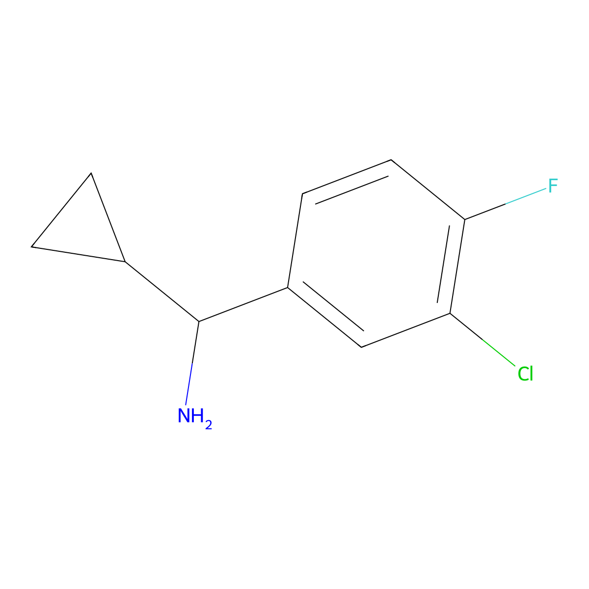 (S)-(3-chloro-4-fluorophenyl)(cyclopropyl)methanamine molecular structure, CAS 1212860-58-6