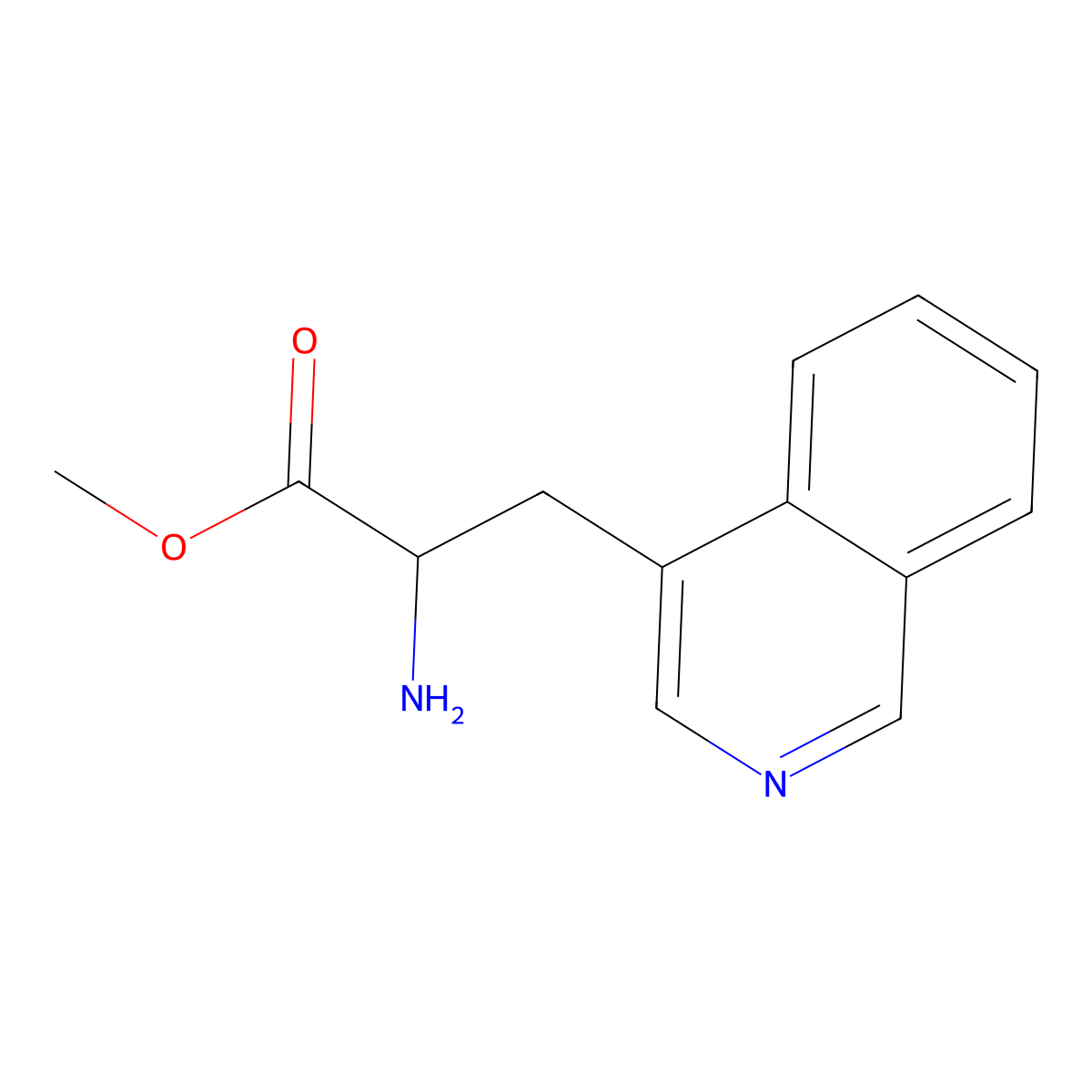 Methyl (S)-2-amino-3-(isoquinolin-4-yl)propanoate molecular structure, CAS 1212863-75-6