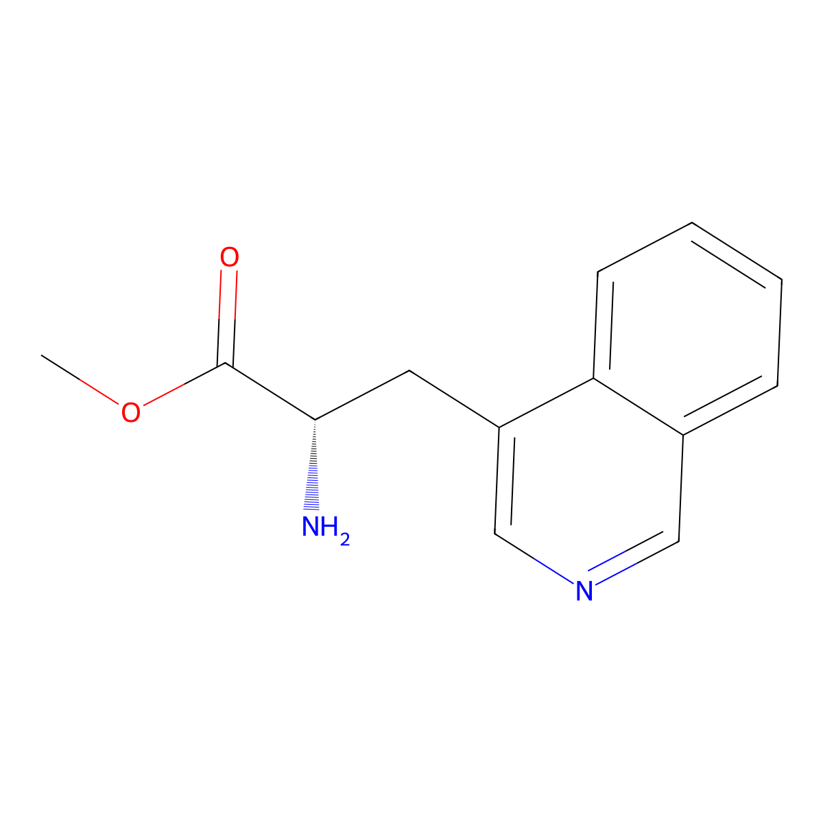 Methyl (S)-2-amino-3-(isoquinolin-4-yl)propanoate molecular structure, CAS 1212863-75-6
