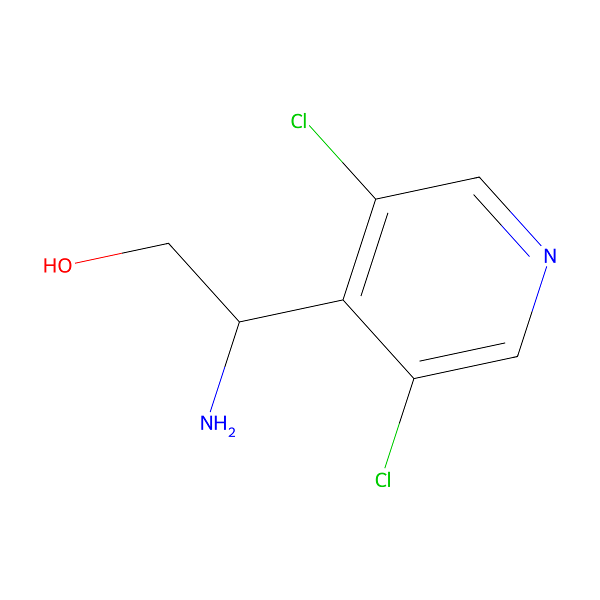 (2s)-2-Amino-2-(3,5-dichloro(4-pyridyl))ethan-1-ol molecular structure, CAS 1212866-55-1