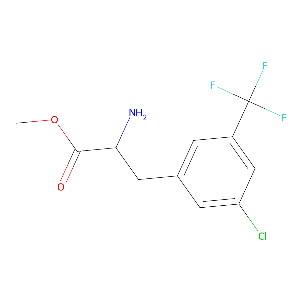Methyl 3-chloro-5-(trifluoromethyl)-D-phenylalaninate molecular structure, CAS 1212866-56-2