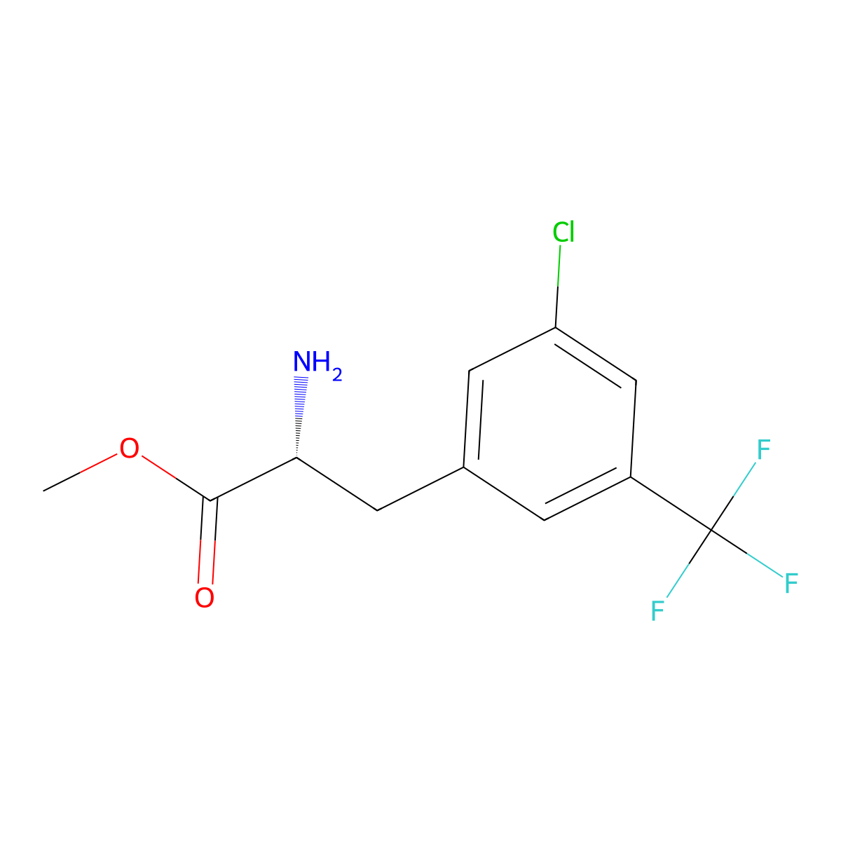 Methyl 3-chloro-5-(trifluoromethyl)-D-phenylalaninate molecular structure, CAS 1212866-56-2