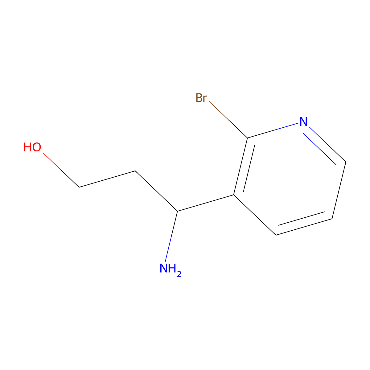 (3s)-3-Amino-3-(2-bromopyridin-3-yl)propan-1-ol molecular structure, CAS 1212866-81-3