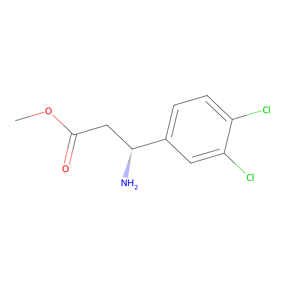 methyl (3R)-3-amino-3-(3,4-dichlorophenyl)propanoate molecular structure, CAS 1212868-99-9