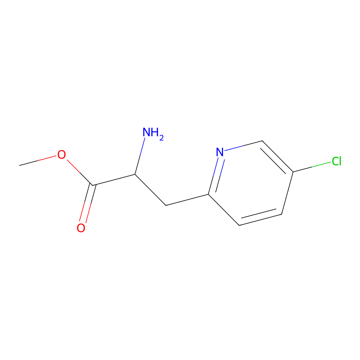 Methyl(2S)-2-amino-3-(5-chloro(2-pyridyl))propanoate hydrochlride molecular structure, CAS 1212869-66-3