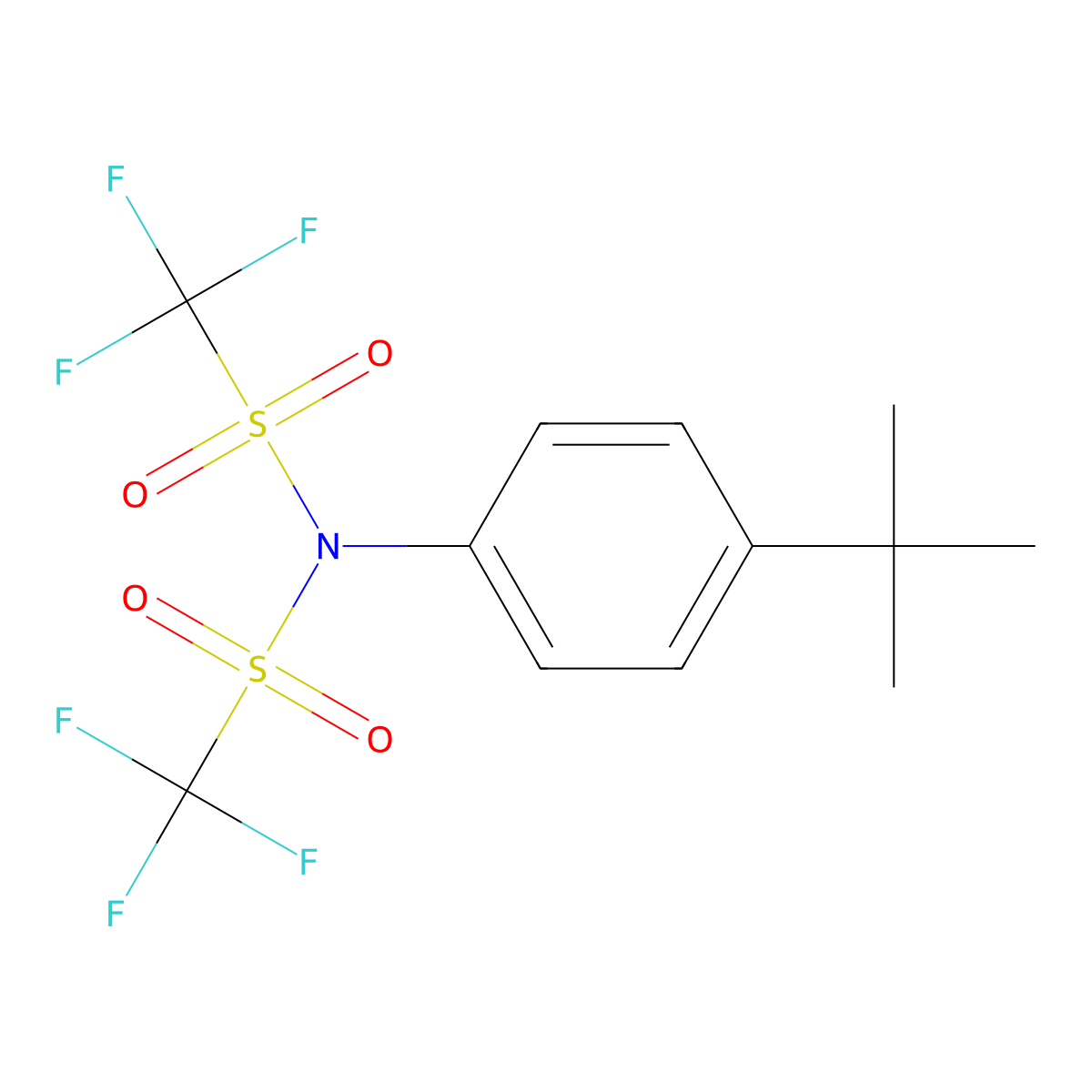 N-(4-tert-Butylphenyl)-1,1,1-trifluoro-N-(trifluoromethanesulfonyl)methanesulfonamide molecular structure, CAS 121287-02-3