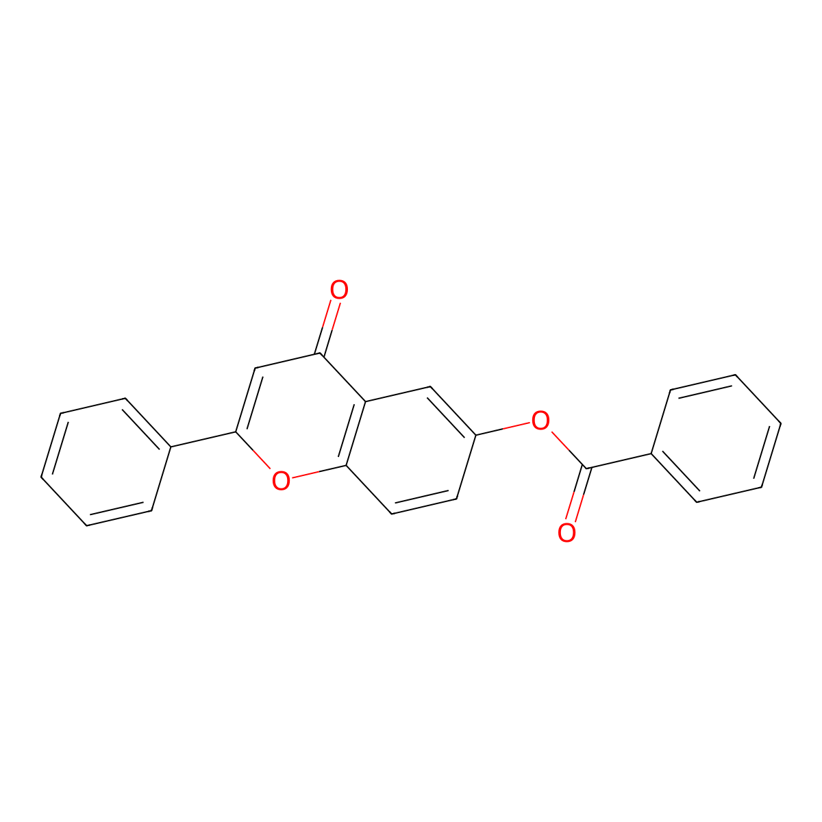 4H-1-Benzopyran-4-one, 6-(benzoyloxy)-2-phenyl- molecular structure, CAS 121287-13-6