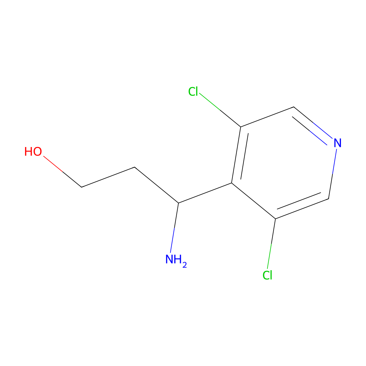 (3R)-3-amino-3-(3,5-dichloropyridin-4-yl)propan-1-ol molecular structure, CAS 1212870-53-5