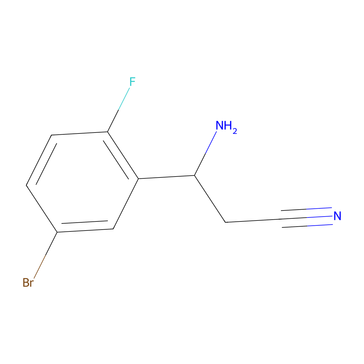 (3S)-3-Amino-3-(5-bromo-2-fluorophenyl)propanenitrile molecular structure, CAS 1212875-91-6