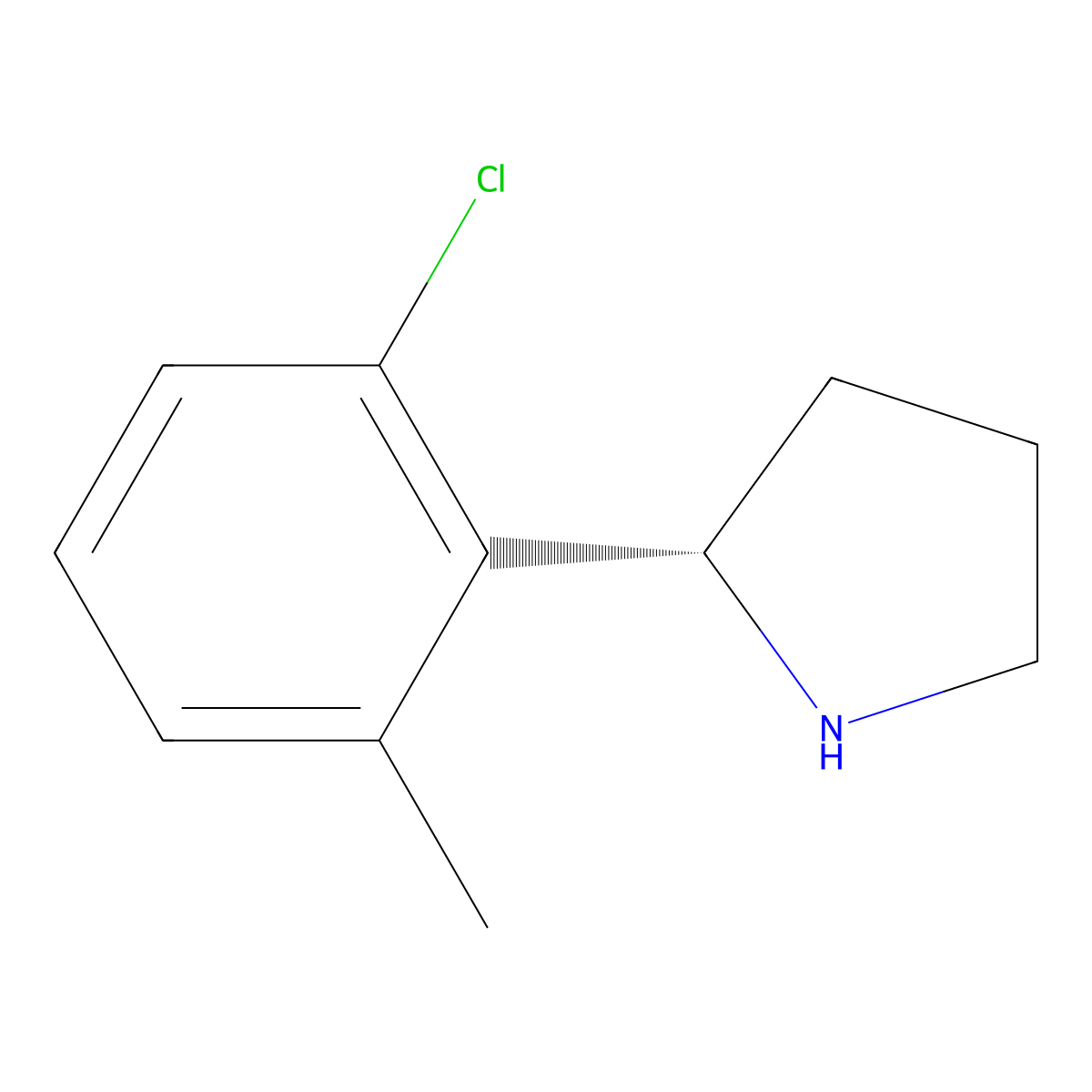 (S)-2-(2-Chloro-6-methylphenyl)pyrrolidine molecular structure, CAS 1212878-31-3