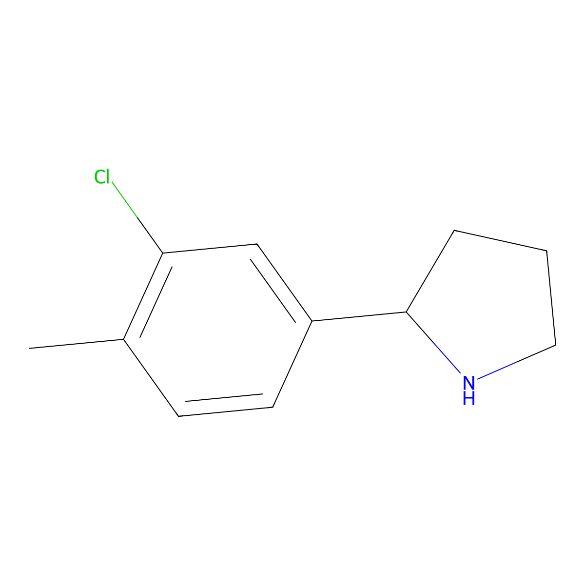 (S)-2-(3-Chloro-4-methylphenyl)pyrrolidine molecular structure, CAS 1212878-65-3