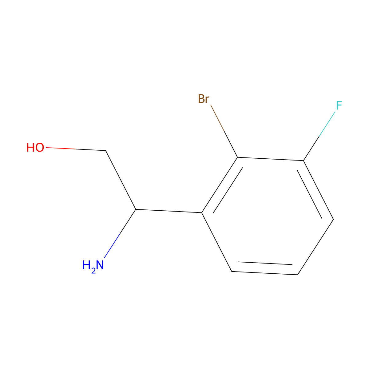 (r)-2-Amino-2-(2-bromo-3-fluorophenyl)ethan-1-ol molecular structure, CAS 1212878-86-8