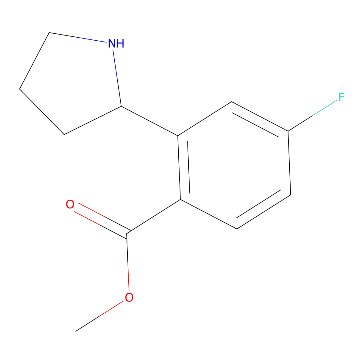 Methyl (R)-4-fluoro-2-(pyrrolidin-2-yl)benzoate molecular structure, CAS 1212880-88-0