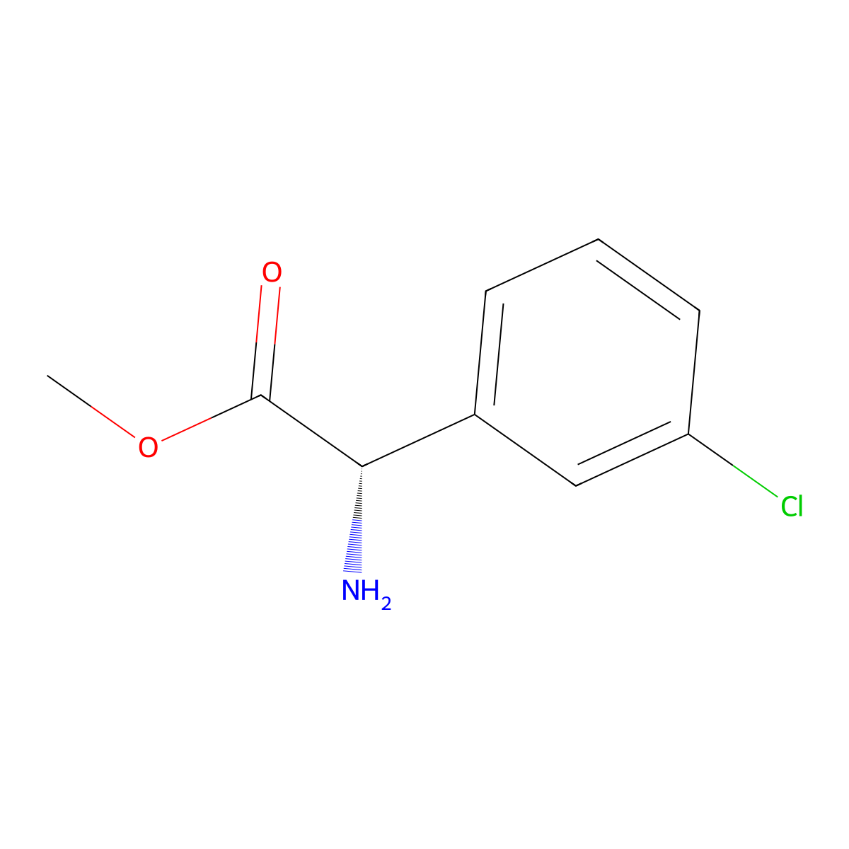 Methyl (S)-2-amino-2-(3-chlorophenyl)acetate molecular structure, CAS 1212881-18-9