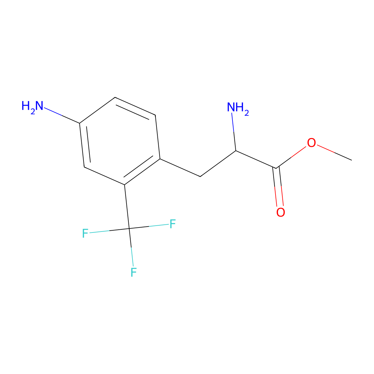 Methyl 4-amino-2-(trifluoromethyl)-D-phenylalaninate molecular structure, CAS 1212882-09-1