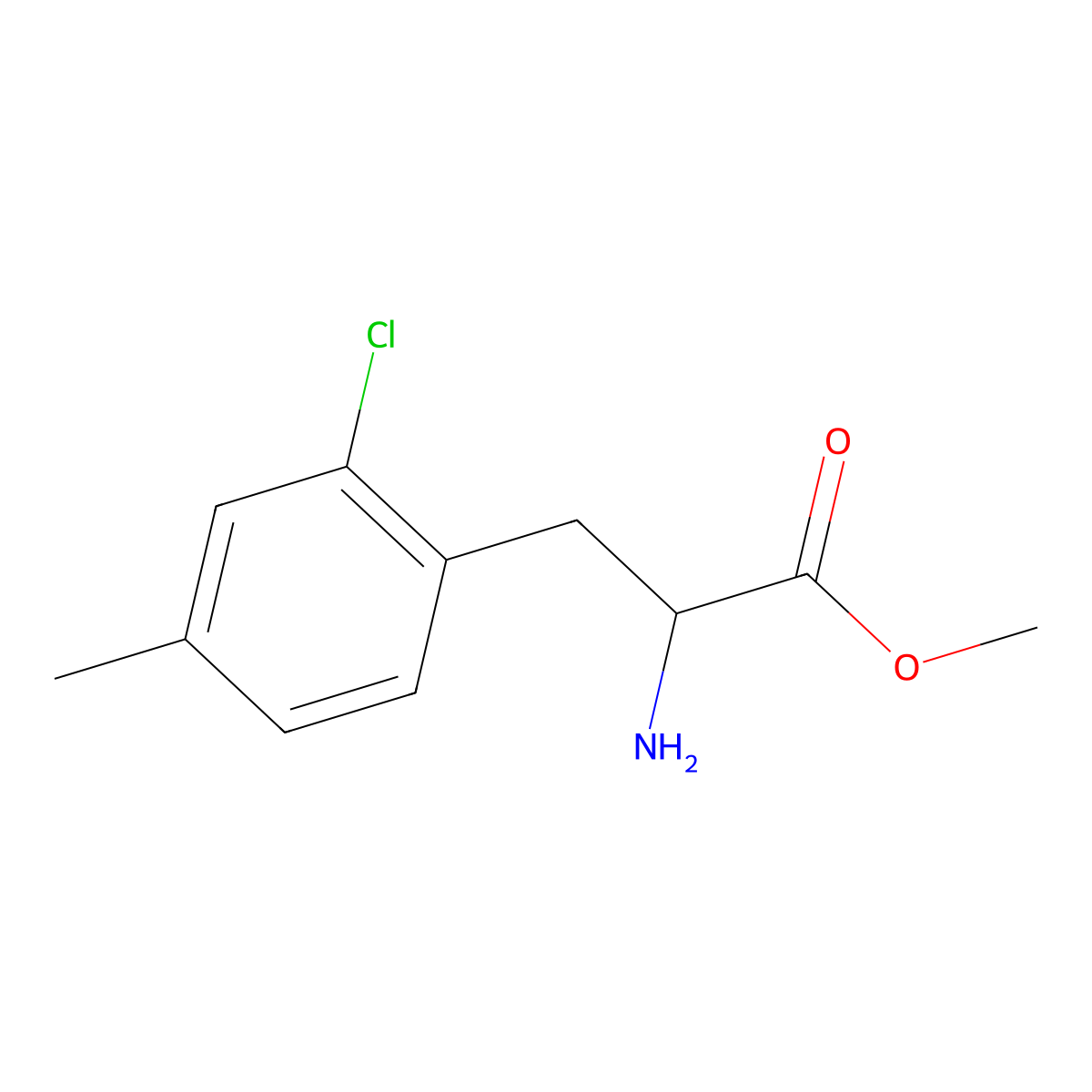 methyl (2R)-2-amino-3-(2-chloro-4-methylphenyl)propanoate molecular structure, CAS 1212883-06-1