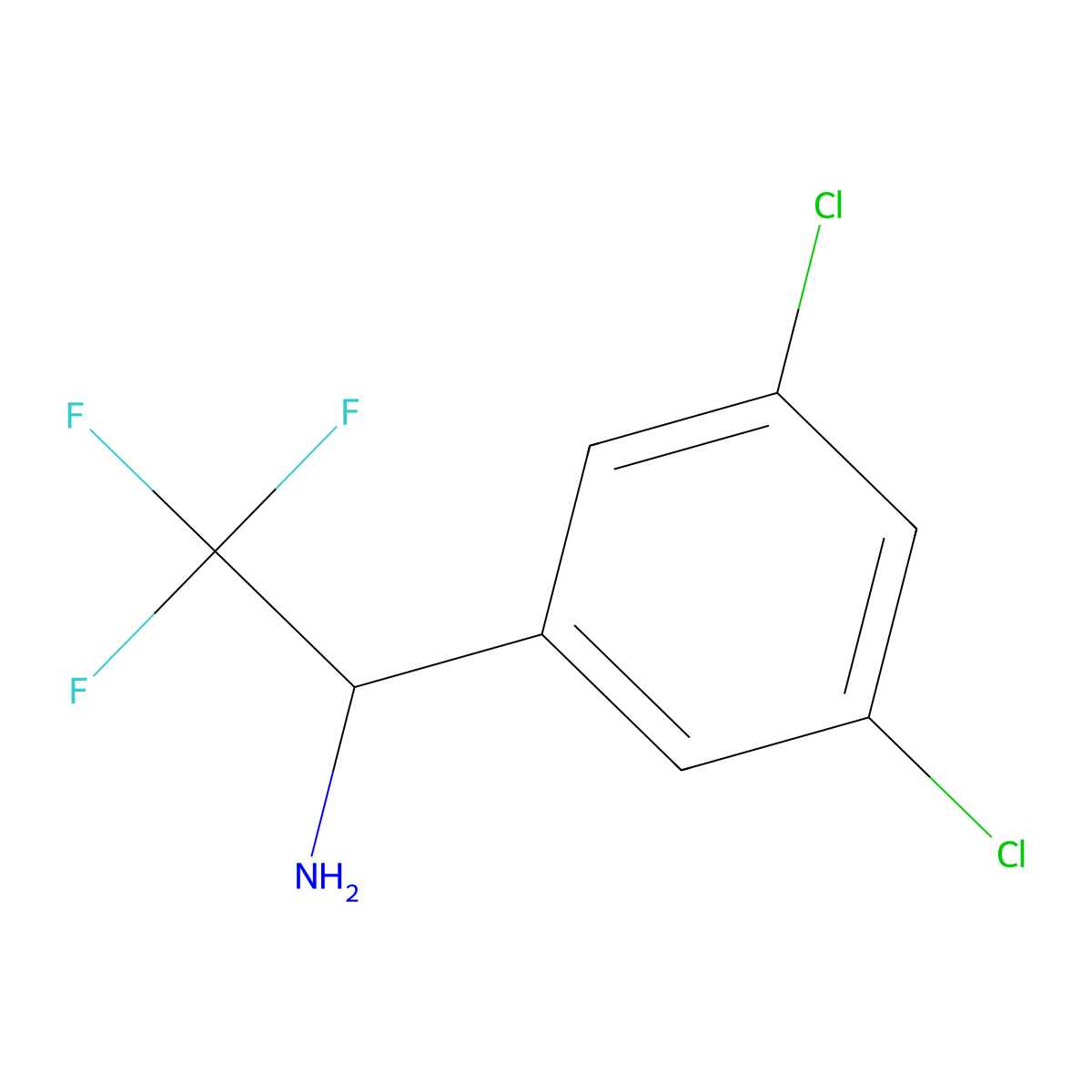 (1S)-1-(3,5-Dichlorophenyl)-2,2,2-trifluoroethylamine molecular structure, CAS 1212883-47-0