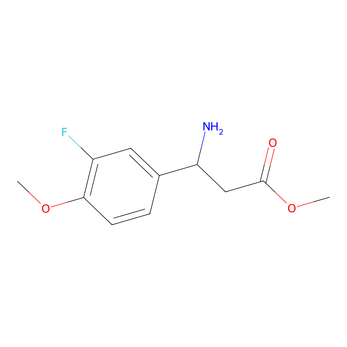 Methyl (R)-3-amino-3-(3-fluoro-4-methoxyphenyl)propanoate molecular structure, CAS 1212888-09-9