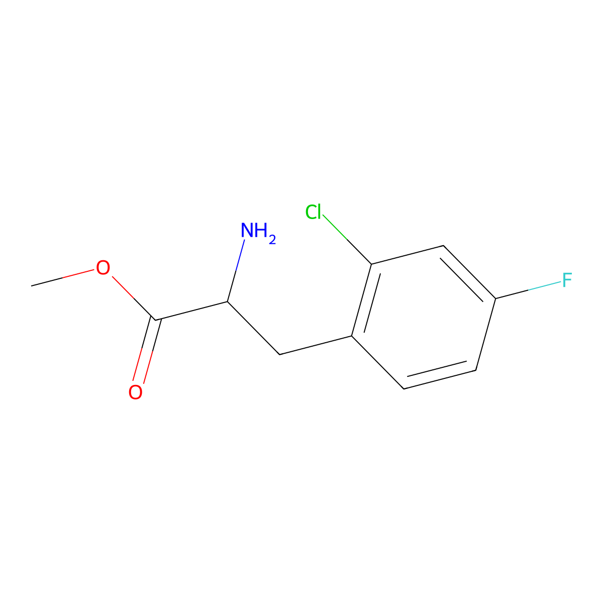 Methyl (S)-2-amino-3-(2-chloro-4-fluorophenyl)propanoate molecular structure, CAS 1212892-30-2