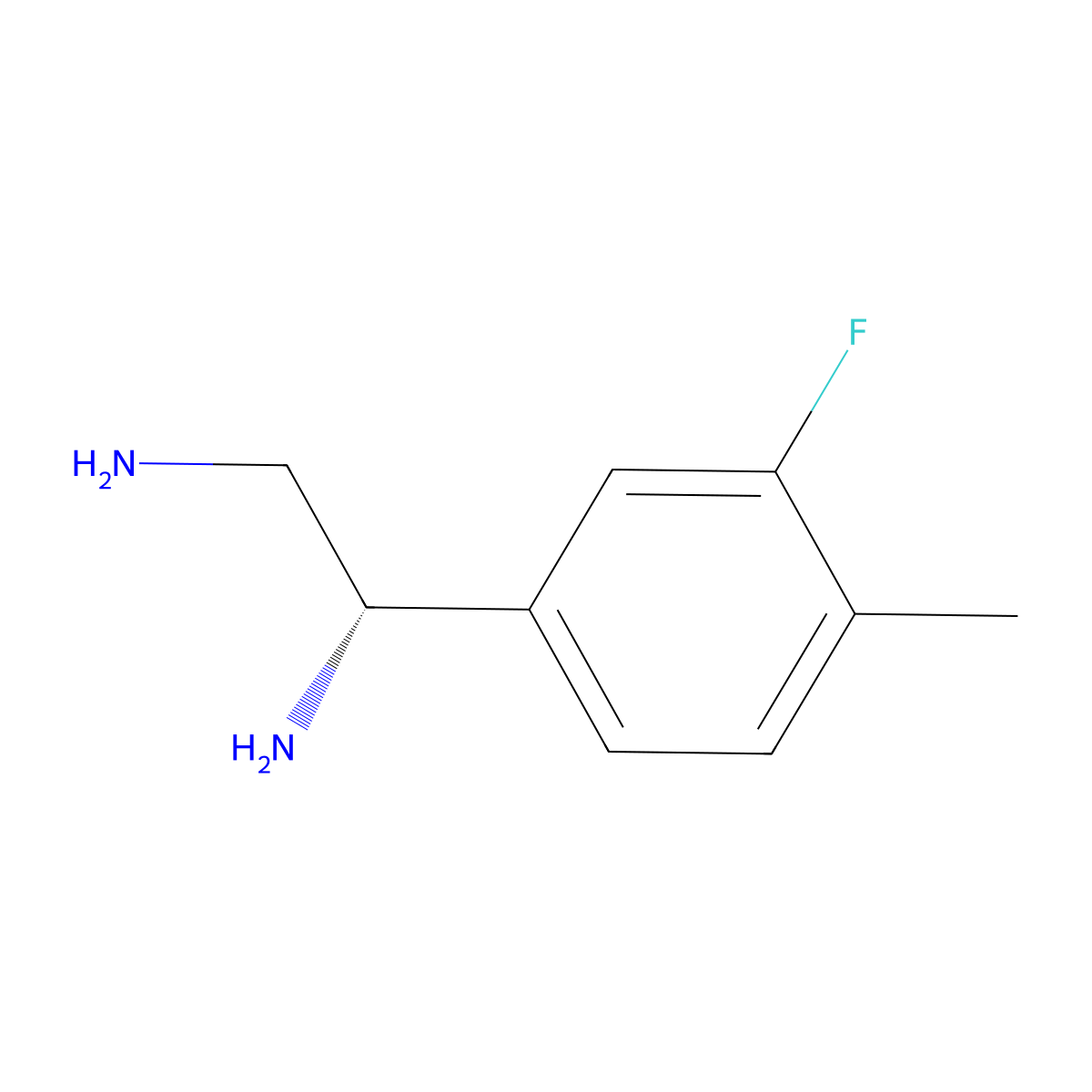 (1S)-1-(3-fluoro-4-methylphenyl)ethane-1,2-diamine molecular structure, CAS 1212896-58-6