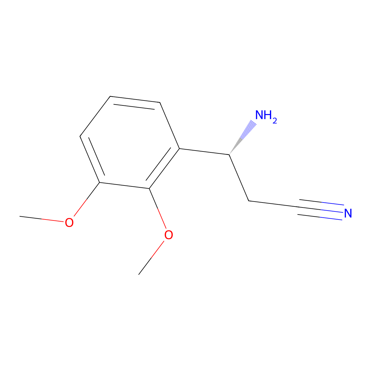 (3R)-3-Amino-3-(2,3-dimethoxyphenyl)propanenitrile molecular structure, CAS 1212896-62-2